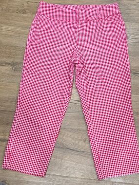 Belle By Kim Gravel Gingham Cropped Capri Pants Women's Size 16 NWOT